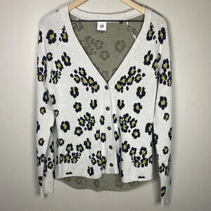 CAbi Kiki Cardigan leopard animal print size small neutral